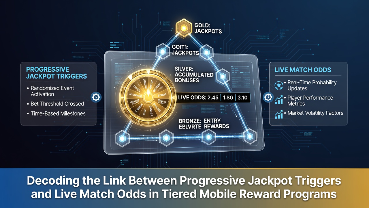 Mobile app interface showing progressive jackpot meter alongside live sports betting odds and tiered reward progress bars