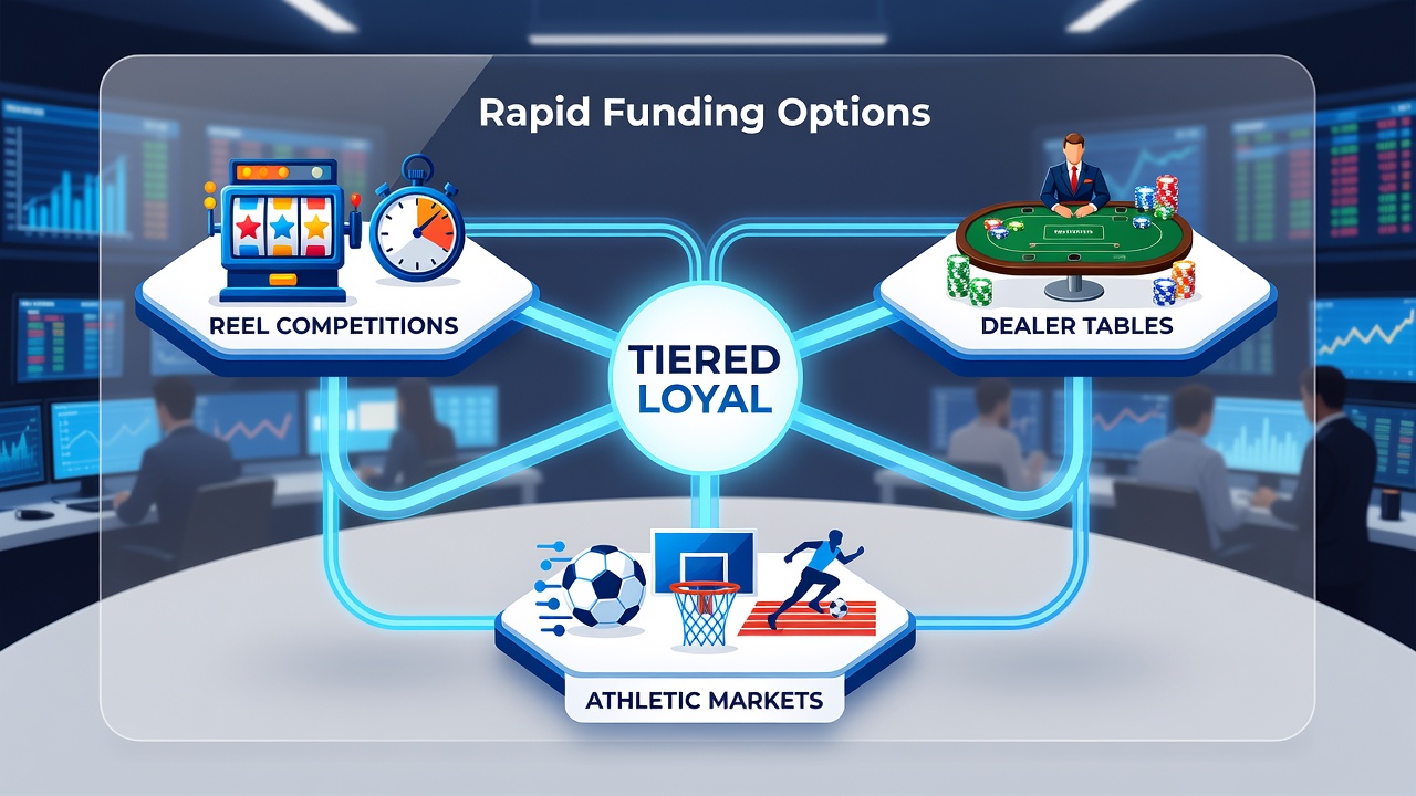 User dashboard on a mobile device displaying tiered loyalty progress linked across slot reels, live dealer tables, and sports betting markets